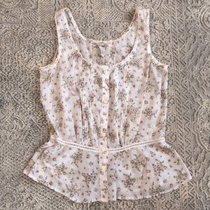 Lucky Brand Cotton Floral Button-down Blouse